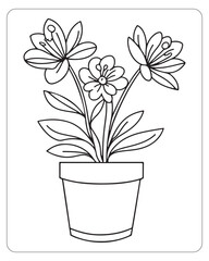 Cute flower coloring pages for kids, flower vector illustration