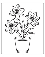 Cute flower coloring pages for kids, flower vector illustration