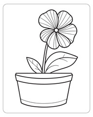 Cute flower coloring pages for kids, flower vector illustration