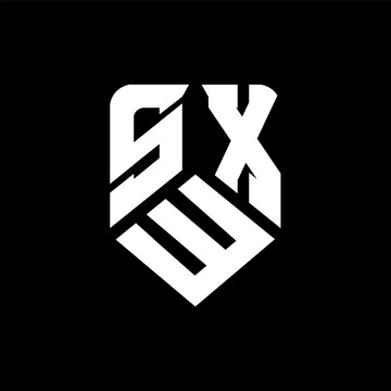 SWX letter logo design on black background. SWX creative initials letter logo concept. SWX letter design.
