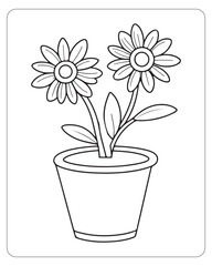 Cute flower coloring pages for kids, flower vector illustration