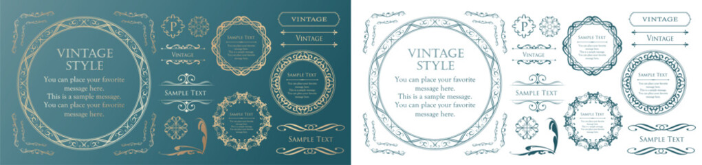ビンテージなフレームデザインセット