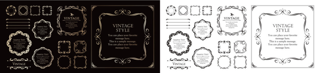 ビンテージなフレームデザインセット
