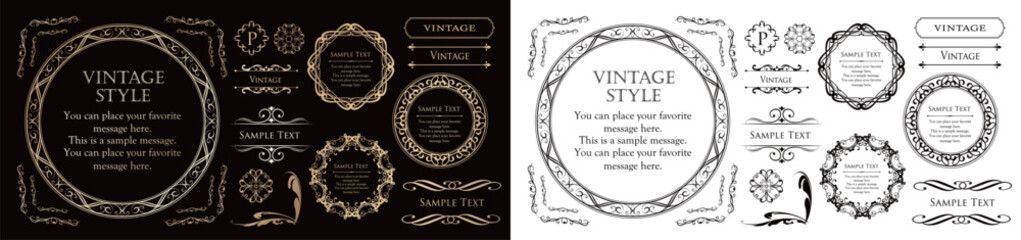 ビンテージなフレームデザインセット