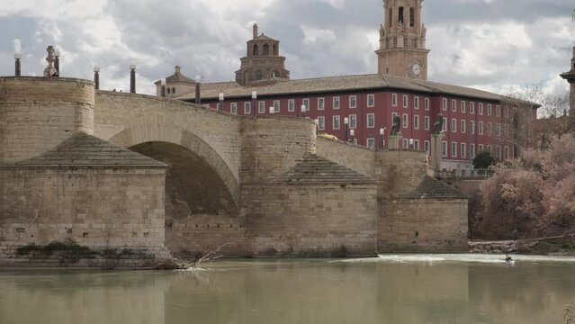 River Ebro flowing past the Stone Bridge Zaragoza