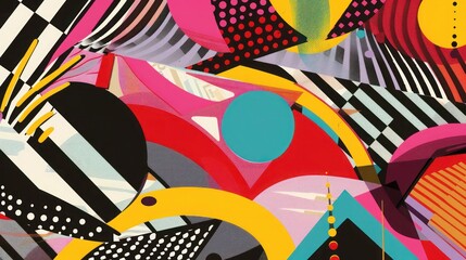 Abstract Geometric Shapes Colorful Pop Art