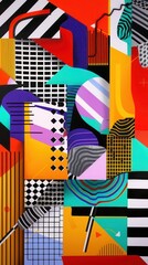 Abstract Geometric Shapes Colorful Pop Art