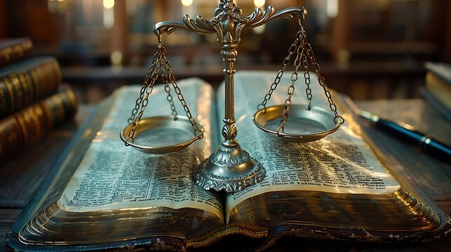 section of the Bible highlighting the shining golden scales symbolizing fairness and justice