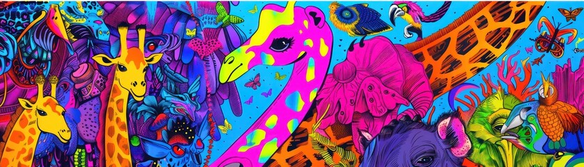Psychedelic Colorful Animal Pop Art Painting