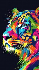 Psychedelic Colorful Animal Pop Art Painting