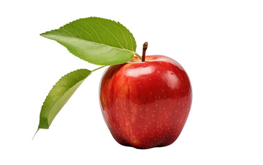 Ripe Apple with Leaves Isolated on Transparent Background