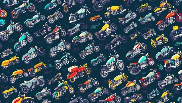 abstract motion cg pattern background group of different motorcycles concept motor ride journy