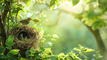 Beautiful bird nest with eggs