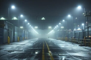 At night, floodlights illuminate the factory, ensuring production and asset safeguarding persist without pause.