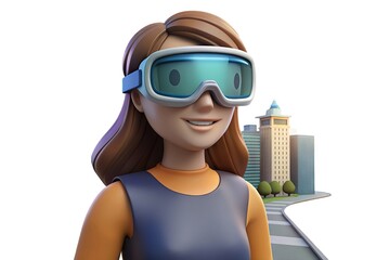 3D person in a virtual reality scenario with various elements. Generative AI