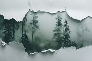 narrow path meanders through a tranquil forest, shrouded in a veil of cool morning mist - obrazy, fototapety, plakaty