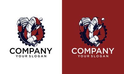 Santa Claus mascot is drinking beer logo.