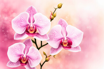 Art background with orchid flowers. Wallpaper with orchid flowers.