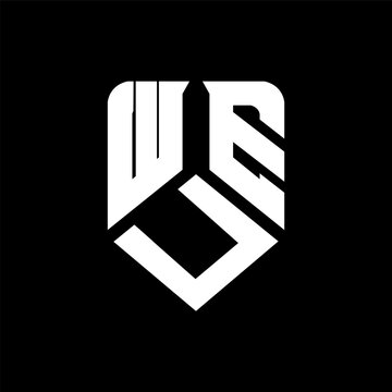 WUE letter logo design on black background. WUE creative initials letter logo concept. WUE letter design.
