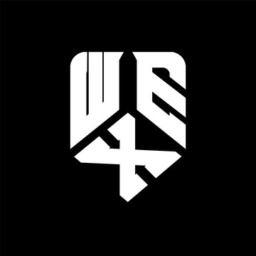 WXE letter logo design on black background. WXE creative initials letter logo concept. WXE letter design.
