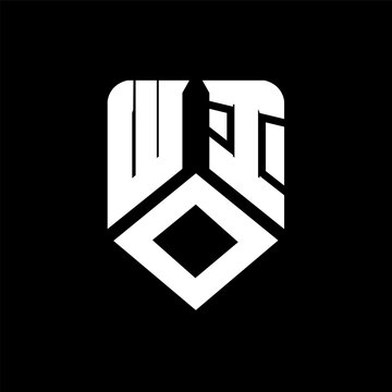 WOI letter logo design on black background. WOI creative initials letter logo concept. WOI letter design.
