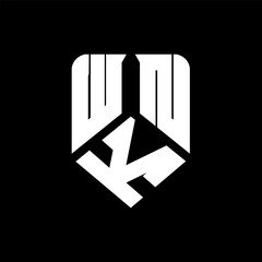 WKN letter logo design on black background. WKN creative initials letter logo concept. WKN letter design.
