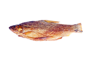 Delicious grilled fish on a white background