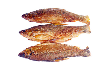 Delicious grilled fish on a white background