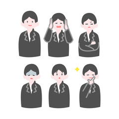 いろんな表情の女性会社員