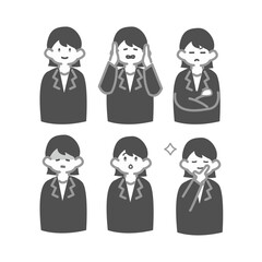 いろんな表情の女性会社員