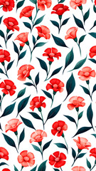 seamless pattern with red flowers