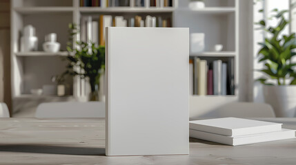 A model of a hardcover book is placed on the table