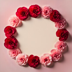 carnation-flower-frame-encircling-a-minimalist-backdrop-petals-boasting-shades-of-pink-and-red