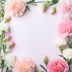 Obraz na płótnie Canvas carnation-flower-frame-soft-pastel-color-palette-centralized-clear-space-for-subject-matter-flower