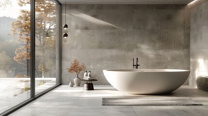 Showcase a minimalist bathroom design, where functionality meets serene aesthetics in a sanctuary of simplicity - obrazy, fototapety, plakaty