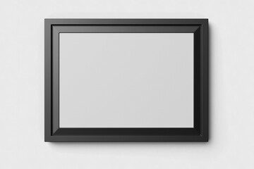 blank modern clean minimalist a4 size paper landscape achievement certificate poster on elegant black frame realistic mockup mounted on wall isolated 3d rendering illustration