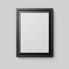 empty modern clean minimalist a4 size paper portrait academic certificate poster on elegant black frame realistic mockup mounted on wall isolated 3d rendering illustration