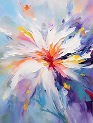 Beautiful mysterious fantastic flower. Oil painting in impressionism style.
