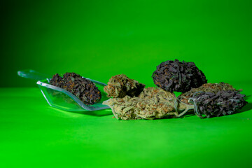 Medical cannabis marijuana, jointed herb drugs.