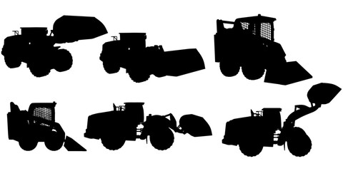 Construction Loader and Excavator Vehicle Silhouettes Set © Zamal