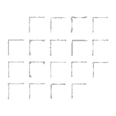 Set Hand Draw Of Corners Different Shapes Flower Decoration Vector Design Doodle Sketch Style For Wedding And Banner