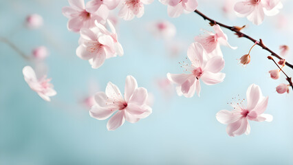 pastel-hued-minimalist-backdrop-cherry-blossom-petals-in-mid-air-flutter-satin-ribbon-unraveling