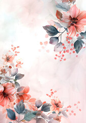 Border background with flowers and leaves