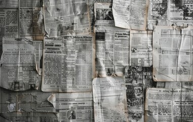 Old yellow crumpled sheets of newspaper background. Textured pages mock up. Seamless loop graphic design. Old fashion style books paper. Empty place for text. Blank space.