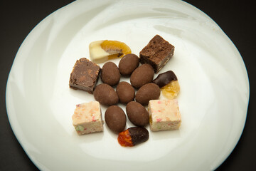 Delicious brownies with dried fruits and nuts