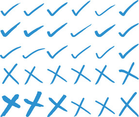 hand draw doodle check mark. doodle effect stain collection. Doodle check marks checkbox, examination mark and checklist marks design illustration