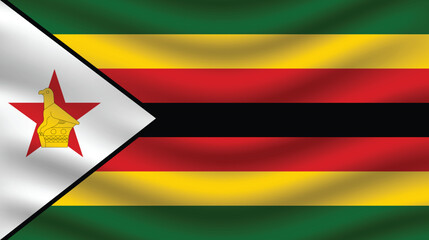 Flat Illustration of Zimbabwe flag. Zimbabwe national flag design. Zimbabwe Wave flag.
