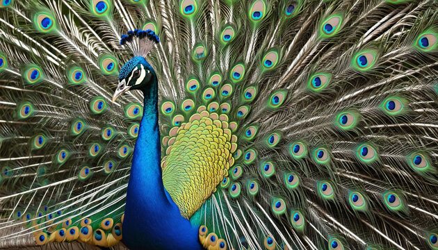Vibrant colors, smooth elegance, peacock beauty in nature 