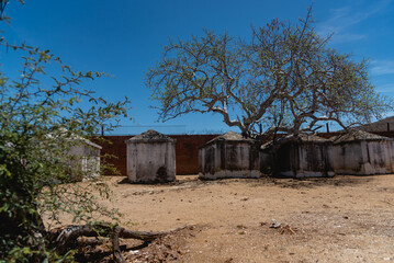 In El Triunfo Mexican mining town located in Baja California Sur, you can visit the English cemetery, with large above ground structures mausoleums of English citizens who once worked in the mines