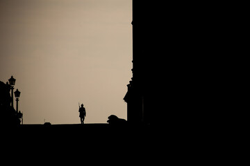 silhouette of a palace guard in Stockholm, Sweden